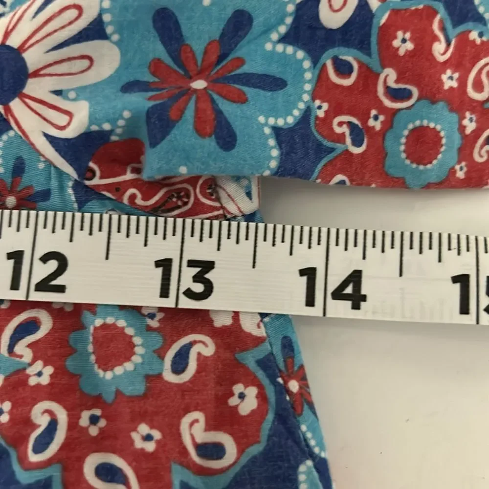 Handmade Red, White, Blue Floral Short Sleeve Retro 60s/70s Inspired Dress Sz 5